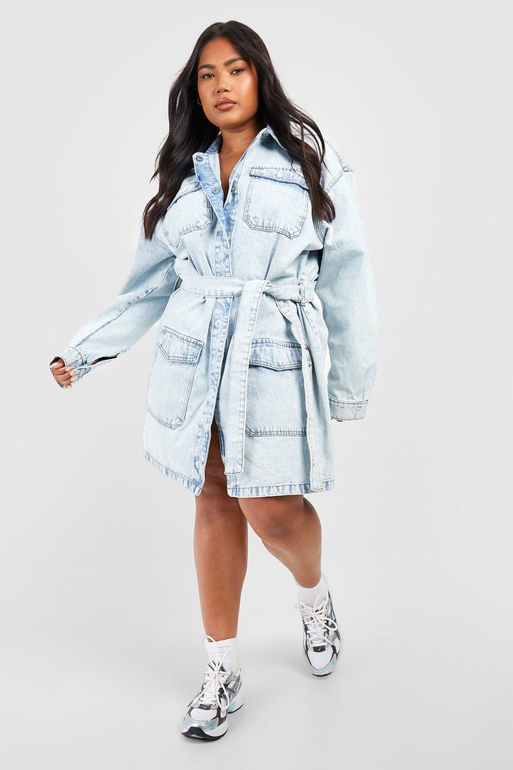 Plus Belted Denim Shirt Dress | boohoo FI